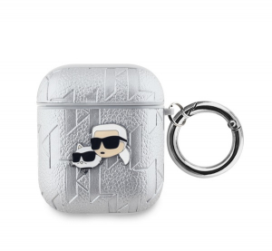 CG MOBILE KARL LAGERFELD PU EMBOSSED KARL AND CHOUPETTE HEADS szilikon tok (&uuml;t&eacute;s&aacute;ll&oacute;s&aacute;g, karab&iacute;ner) EZ&Uuml;ST Apple AirPods 1/2 (KLA2PGKCPS)