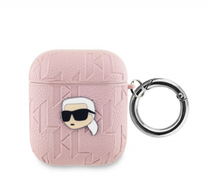 CG MOBILE KARL LAGERFELD PU EMBOSSED KARL HEAD szilikon tok (&uuml;t&eacute;s&aacute;ll&oacute;s&aacute;g, karab&iacute;ner) R&Oacute;ZSASZ&Iacute;N Apple AirPods 1/2 (KLA2PGKIPP)