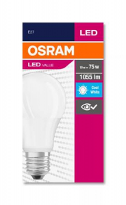 Osram LED izzó, E27, gömb, A60, 10W, 1055lm, 4000K (HF),  "Value" (OLEDE2705)