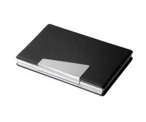 Sigel N&eacute;vjegytart&oacute; t&aacute;rca, alum&iacute;nium/műbőr, 20 db-os,  (SVZ131)