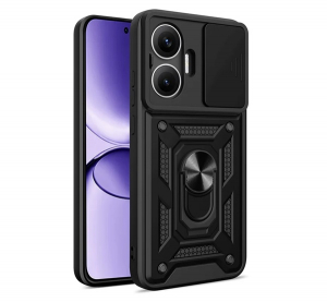 Defender szilikon telefonv&eacute;dő (&uuml;t&eacute;s&aacute;ll&oacute;s&aacute;g, tart&oacute;gyűrű, kamerav&eacute;dő) FEKETE Xiaomi Poco F7 "Gigapack csomagol&aacute;s" (GP-172267)