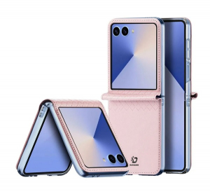 Dux Ducis BRIL műanyag telefonv&eacute;dő (&uuml;t&eacute;s&aacute;ll&oacute;s&aacute;g, bőr hat&aacute;s&uacute; h&aacute;tlap, rombusz) R&Oacute;ZSASZ&Iacute;N Samsung Galaxy Z Flip7 (SM-F766) (GP-171891)