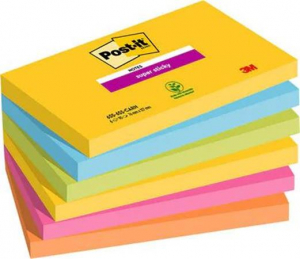 3M POST-IT &Ouml;ntapad&oacute; jegyzett&ouml;mb, 76x127 mm, 6x90 lap, , "Super Sticky", Carnival (LP6556SSR)