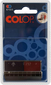 COLOP B&eacute;lyegző cserep&aacute;rna, 2 db/bliszter, k&eacute;tsz&iacute;nű v&aacute;ltozat,  "E12/2", k&eacute;k-piros (IC1113822)