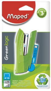 Maped Tűzőg&eacute;p, No. 10, 15 lap,  "Greenlogic Pocket", vegyes sz&iacute;nek (IMA353210)