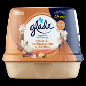 Glade f&uuml;rdőszobai l&eacute;gfriss&iacute;tő zsel&eacute; 180 g Sensual Sandalwood&Jasmin (5000204413205)