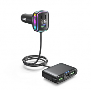 GC05 6 portos USB &eacute;s USB C Aut&oacute;s Szivargy&uacute;jt&oacute;s fesz&uuml;lts&eacute;gm&eacute;rővel 12/24V 115W (81GC05)