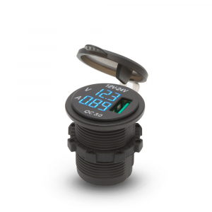 USB Aljzat Fesz&uuml;lts&eacute;gm&eacute;rővel - QC3.0 - 12/24V (3054927BL)