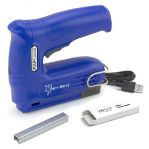 RAPESCO Tűzőpisztoly, vezet&eacute;k n&eacute;lk&uuml;li, elektromos, USB,  Germ-Savvy "T12-USB", k&eacute;k (IR1634)