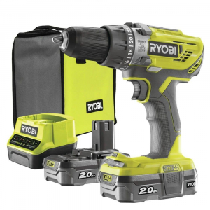 Ryobi 18V 50Nm akkus &uuml;tvef&uacute;r&oacute;-csavaroz&oacute; szett 2x2.0Ah R18PD3-220S (5133003342)
