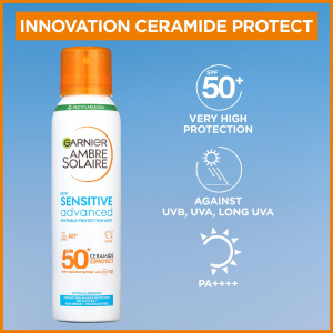 Garnier Ambre Solaire Sensitive Advanced Mist SPF 50+ 150ml Fényvédő spray arcra