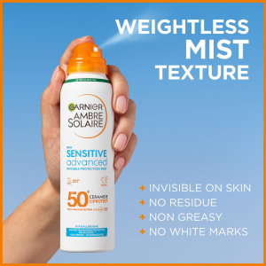 Garnier Ambre Solaire Sensitive Advanced Mist SPF 50+ 150ml Fényvédő spray arcra