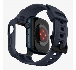 Spigen RUGGED ARMOR PRO p&oacute;tsz&iacute;j (egyedi m&eacute;ret, szilikon, &uuml;t&eacute;s&aacute;ll&oacute;s&aacute;g + szilikon keret) SZ&Uuml;RKE Apple Watch Series SE 44mm / Watch Series SE 2 44mm / Wa