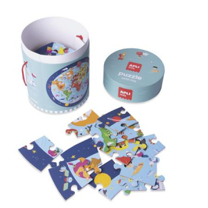 APLI Puzzle, k&ouml;r alak&uacute;, 48 darabos,  Kids "Circular Puzzle", vil&aacute;gt&eacute;rk&eacute;p (LCA18201)