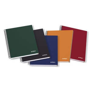 AMBAR Spir&aacute;lf&uuml;zet, A5, vonalas, 120 lap, kem&eacute;nyfedeles,  "Ideas", vegyes sz&iacute;nek (AMB20110)