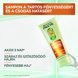 Garnier Fructis Keratin Sleek 200 ml sampon nők sz&aacute;m&aacute;ra k&eacute;sz&uuml;lt - hagyom&aacute;nyos sampon