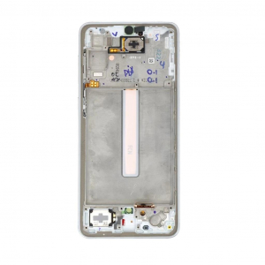 Samsung LCD kijelző + &eacute;rintő egys&eacute;g + el&uuml;lső tok  A336B Galaxy A33 5G Awesome k&eacute;sz&uuml;l&eacute;khez feh&eacute;r (Service Pack)