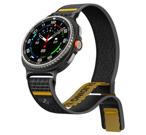 Spigen ATHLEX AIR ACTIVE p&oacute;tsz&iacute;j (egyedi m&eacute;ret, nylon, t&eacute;pőz&aacute;ras, l&eacute;g&aacute;teresztő, SPORT) FEKETE Samsung Galaxy Watch 8 eSIM 44mm (SM-L335) / Galaxy Watc