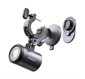 Baseus PRIMETRIP ker&eacute;kp&aacute;ros telefontart&oacute; (m&aacute;gneses, korm&aacute;nyra r&ouml;gz&iacute;thető, 4.7-6.7" m&eacute;ret, 4000mAh, zsebl&aacute;mpa) FEKETE (C12569000121-00)