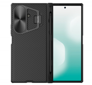 Nillkin CAMSHIELD PROP szilikon telefonv&eacute;dő (&uuml;t&eacute;s&aacute;ll&oacute;s&aacute;g, kamerav&eacute;dő, kit&aacute;maszt&oacute;, cs&iacute;kos, &eacute;rintő ceruza) FEKETE Samsung Galaxy Z Fold7 (SM-F966) (GP-1