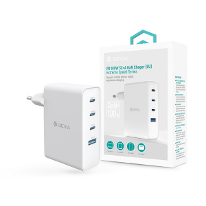 Devia Extreme Speed Series 100W GaN PD h&aacute;l&oacute;zati gyorst&ouml;ltő adapter USB+3xType-C - feh&eacute;r (ST121430)