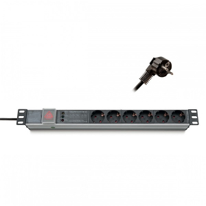 KELine Eloszt&oacute;panel 19" 9x250V, kontrol LED visszajelzővel 1U, 2,3m C14 csatlakoz&oacute;val (620S09U)