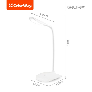 ColorWay Asztali LED l&aacute;mpa be&eacute;p&iacute;tett akkumul&aacute;tor, flexibilis, 5500-6000k, 115 lm, feh&eacute;r (CW-DL06FPB-W)