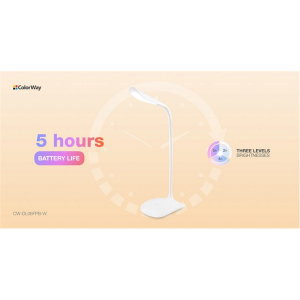 ColorWay Asztali LED l&aacute;mpa be&eacute;p&iacute;tett akkumul&aacute;tor, flexibilis, 5500-6000k, 115 lm, feh&eacute;r (CW-DL06FPB-W)