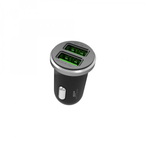 SILICON POWER CAR CHARGER  CC102P  - 2.1A (10.5W) DUAL USB, Fekete (SP2A1ASYCC102P0K)