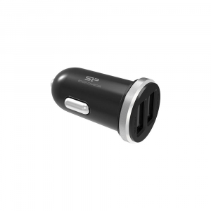 SILICON POWER CAR CHARGER  CC102P  - 2.1A (10.5W) DUAL USB, Fekete (SP2A1ASYCC102P0K)