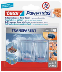 Tesa Műanyag akaszt&oacute; ragaszt&oacute;cs&iacute;kkal,  "Powerstrips", &aacute;tl&aacute;tsz&oacute; (TE58813)