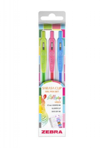 Zebra Zsel&eacute;stoll k&eacute;szlet, 0,33 mm, nyom&oacute;gombos,  "Sarasa Clip Lollipop", 3 k&uuml;l&ouml;nb&ouml;ző sz&iacute;n (TZ99431)