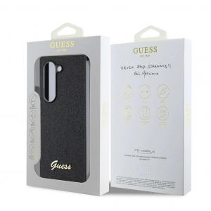 Guess PC/TPU Glitter Flakes Metal Logo tok Samsung Galaxy Z Fold 6 k&eacute;sz&uuml;l&eacute;khez fekete