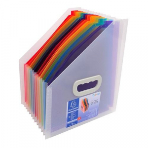 Exacompta Crystal harmonika irattart&oacute; papucs PP 26,5x32,5cm 12 rekeszes (55598E)