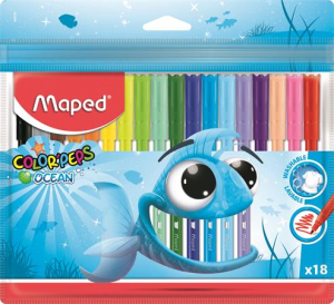 Maped Filctoll k&eacute;szlet, 2 mm, kimoshat&oacute;,  "Color`Peps Ocean", 18 k&uuml;l&ouml;nb&ouml;ző sz&iacute;n (IMA845721)