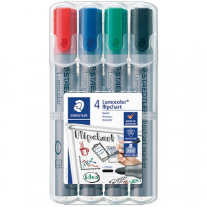 STAEDTLER T&aacute;blamarker  Lumocolor flipchart kerek 4 db-os klt. (piros, k&eacute;k, z&ouml;ld, fekete) (356 WP4)