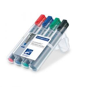 STAEDTLER T&aacute;blamarker  Lumocolor flipchart kerek 4 db-os klt. (piros, k&eacute;k, z&ouml;ld, fekete) (356 WP4)