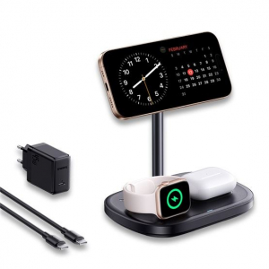 Baseus EnerFill FS41 3-in-1 vezet&eacute;k n&eacute;lk&uuml;li t&ouml;ltő &aacute;llv&aacute;ny 22,5W fekete + 45W h&aacute;l&oacute;zati gyorst&ouml;ltő + USB Type-C 1m k&aacute;bel fekete (P10281904123-01)