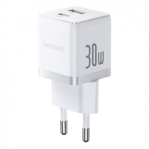 Baseus Palm h&aacute;l&oacute;zati gyorst&ouml;ltő 30W USB Type-C + USB Type-A feh&eacute;r (P1011160A213-00)