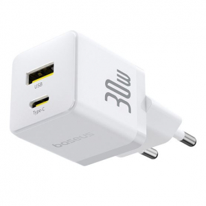 Baseus Palm h&aacute;l&oacute;zati gyorst&ouml;ltő 30W USB Type-C + USB Type-A feh&eacute;r (P1011160A213-00)