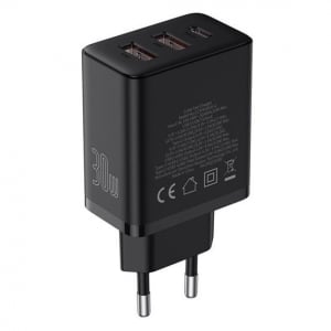 Baseus Cube USB Type-C + 2×USB Type-A hálózati gyorstöltő 30W fekete (P10111402113-00)