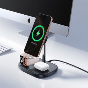 Baseus EnerFill FS41 3-in-1 vezet&eacute;k n&eacute;lk&uuml;li t&ouml;ltő &aacute;llv&aacute;ny 22,5W fekete + 45W h&aacute;l&oacute;zati gyorst&ouml;ltő + USB Type-C 1m k&aacute;bel fekete (P10281904123-01)