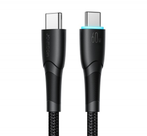 JOYROOM STARRY adatk&aacute;bel (Type-C - Type-C, 60W, PD gyorst&ouml;ltő, 100cm, LED jelz&eacute;s) FEKETE (SA32-CC3 BLACK)