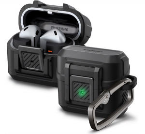 Spigen LOCK FIT műanyag tok (&uuml;t&eacute;s&aacute;ll&oacute;s&aacute;g, karab&iacute;ner) FEKETE Samsung Galaxy Buds 3/3 Pro (ACS08332)