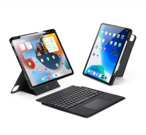 Dux Ducis tok &aacute;ll&oacute;, bőr hat&aacute;s&uacute; (FLIP, bluetooth billentyűzet, asztali tart&oacute;, QWERTY, angol nyelvű, ceruza tart&oacute;) FEKETE Apple IPAD Air 13 (2025) / IPA