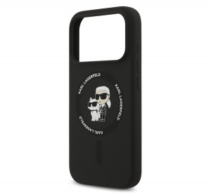 CG MOBILE KARL LAGERFELD LIQUID SILICONE KARL AND CHOUPETTE MAGSAFE szilikon telefonv&eacute;dő (&uuml;t&eacute;s&aacute;ll&oacute;s&aacute;g, MagSafe) FEKETE Apple iPhone 17 Pro (KLHMP17LSC