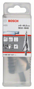 Bosch HSS Fokozatf&uacute;r&oacute; 6 - 38.5 mm, 6 - 40.5 mm, M10 - M40 Teljes hossz 125.5 mm 3 oldal&uacute; sz&aacute;r 1 db (2608587427)