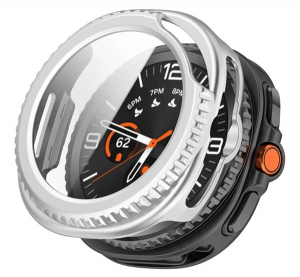 Műanyag keret (BUMPER, &uuml;t&eacute;s&aacute;ll&oacute;s&aacute;g + kijelzőv&eacute;dő &uuml;veg) EZ&Uuml;ST Samsung Galaxy Watch 8 Classic 46mm (SM-L500) / Galaxy Watch 8 Classic eSIM 46mm (SM-L505