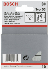 Bosch Accessories Finomhuzal kapcsok 53-as t&iacute;pus 1000 db M&eacute;ret (H x Sz) 8 mm x 11.40 mm (1609200365)
