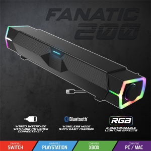 Spirit Of Gamer Hangsz&oacute;r&oacute; 2.0 - Fanatic 200 (Multiplatform, Bluetooth/USB, fekete) (SP-6500)
